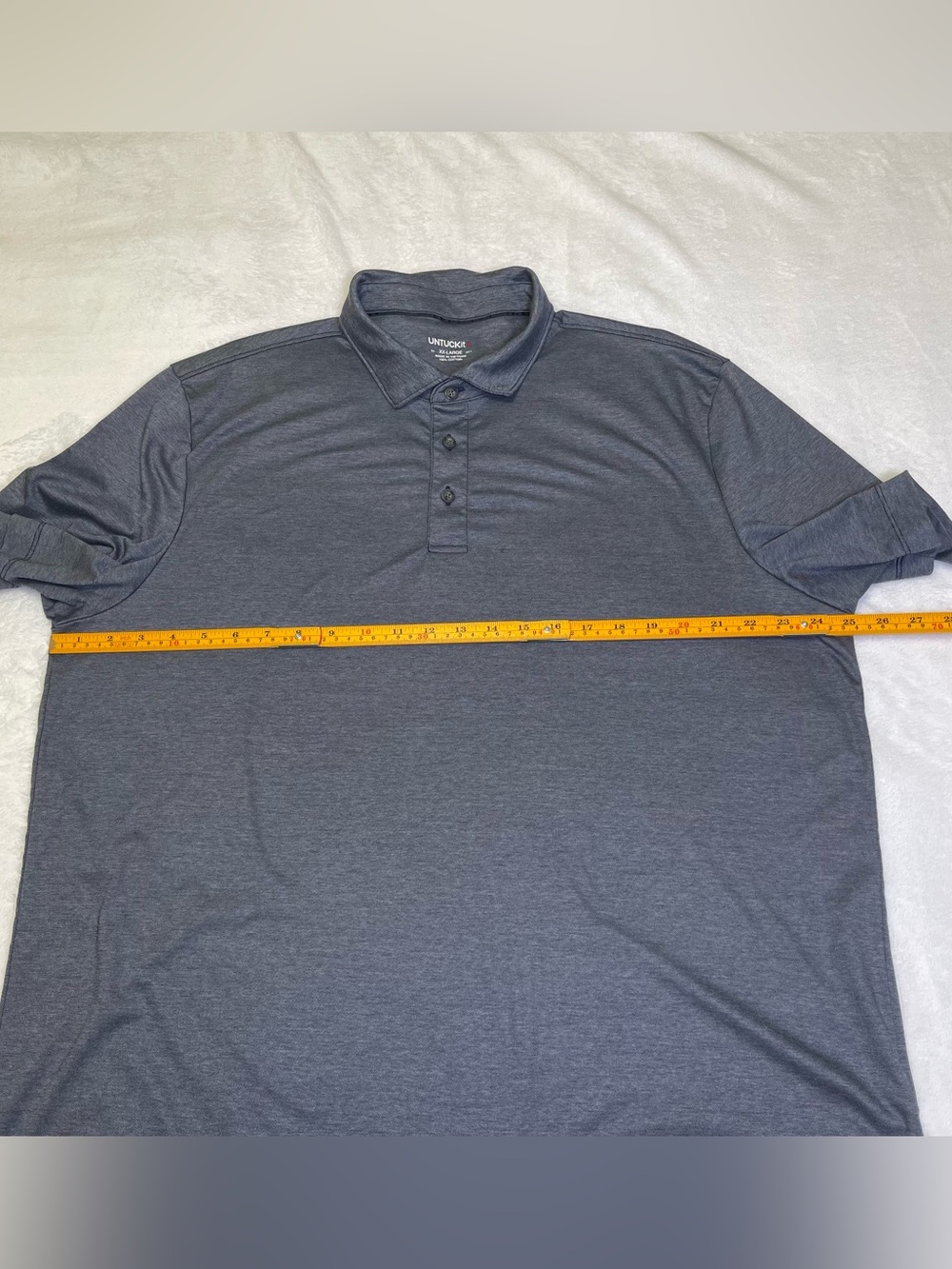 UNTUCKit Men's "Van Der Heyden" Short Sleeve Polo Gray Blue XX-Large 100%Cotton - Picture 9 of 10